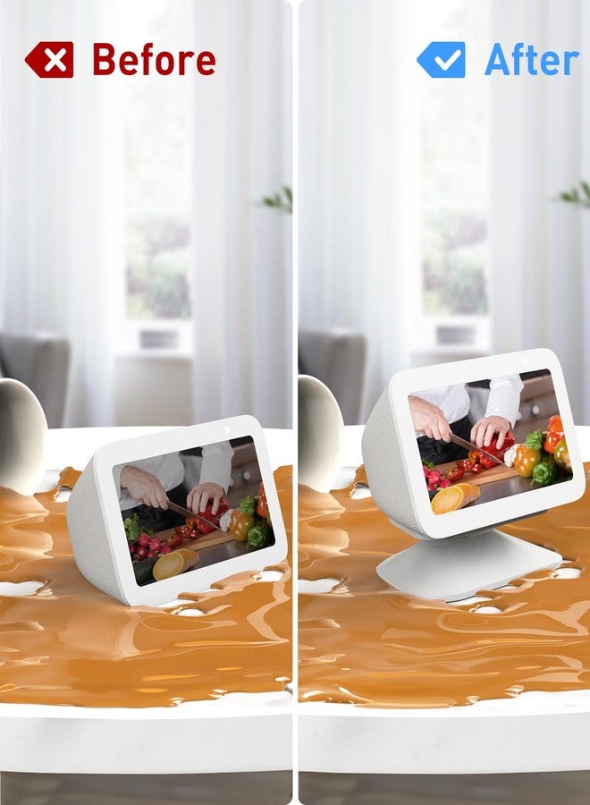 Maxonar Stand for Echo Show 5 (3rd Gen), Adjustable Tilt Swivel Stand Anti-Slip Base Strong Magnetic Compatible with 2023 Release Show 5 Smart Speaker- White - Image 4